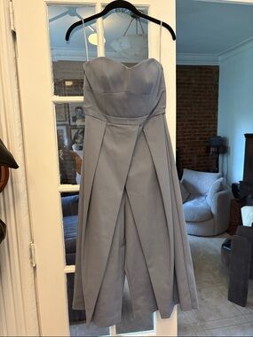 Tibi Strapless Wide-Leg Jumpsuit in Dusty Blue